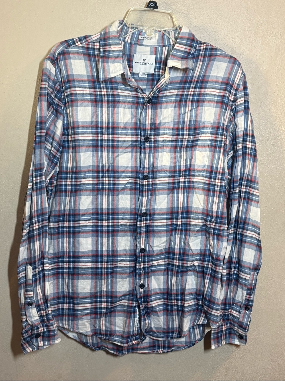 American Eagle Outfitters Men’s Seriou Soft Plaid Cotton Button-Up Sz M